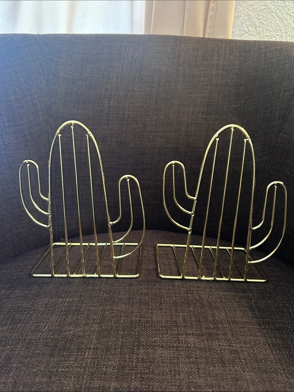 Gold Cactus Wire Bookends